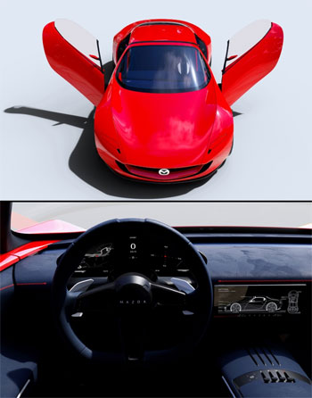 ◙ استجابة الشركة لمفهوم إيكونك-أس.بي كانت جيدة بما يكفي لإعادة تطوير محرك دوار في إصدار رياضي كهربائي